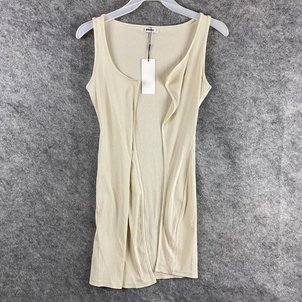 Kollyy Top Cardigan Medium Women's Sleeveless Beige Polyester Blend NWT